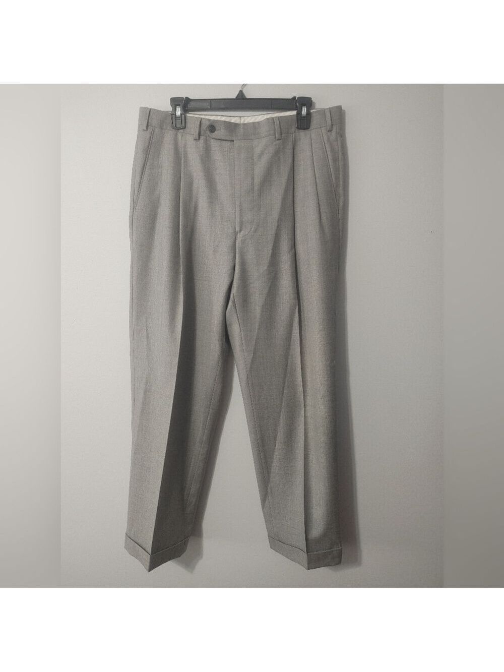 Samuelsohn Gray Men's Super 110s, 100% Wool Pants 34 Reg